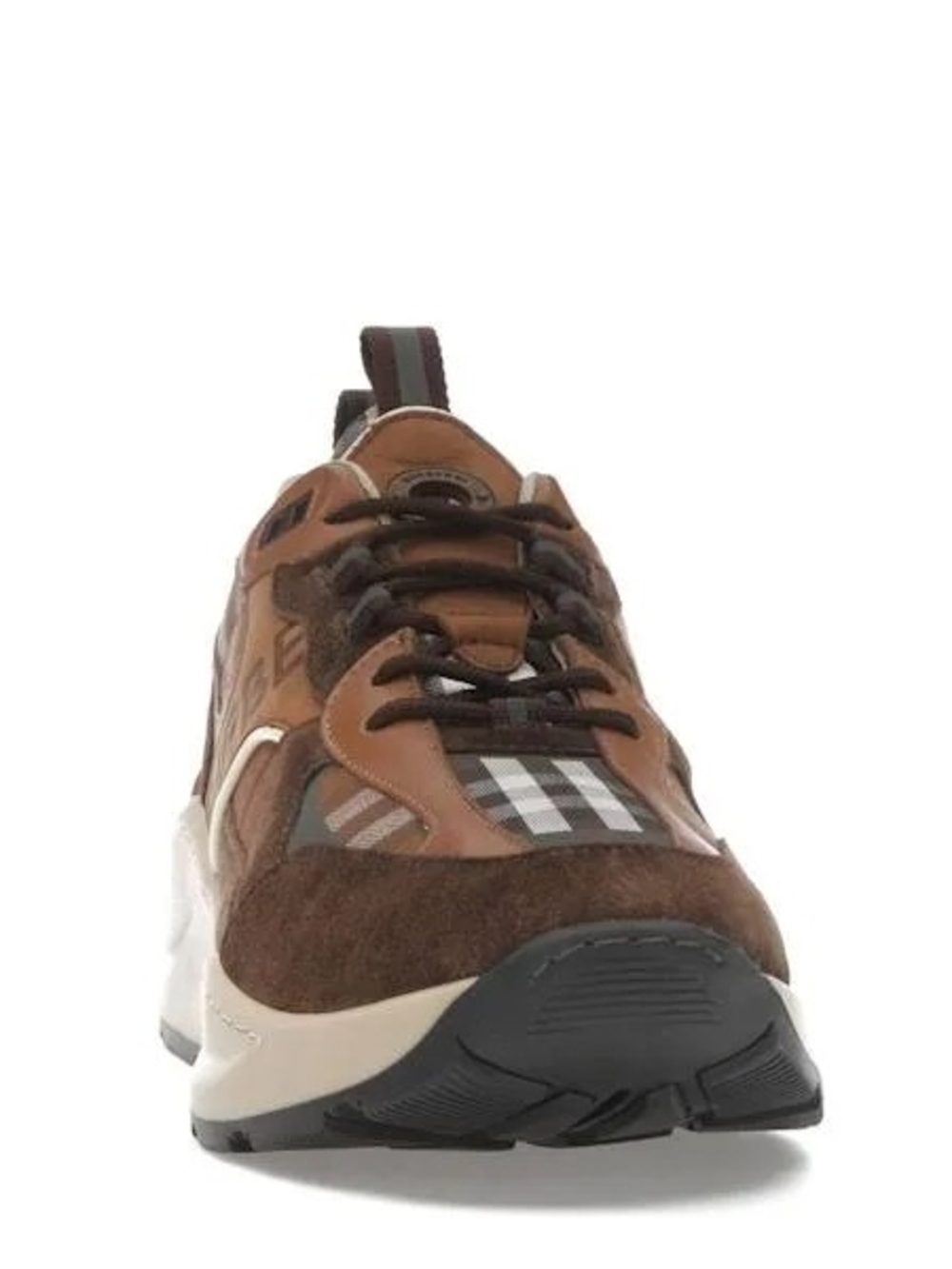 Burberry Brown & Tan Men's Check Suede Sneaker - Picture 3 of 8